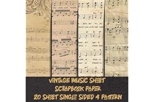 vintage music sheet scrapbook paper 20 sheet single sided 4 pattern: old music note craft paper for scrapbooking & decorative