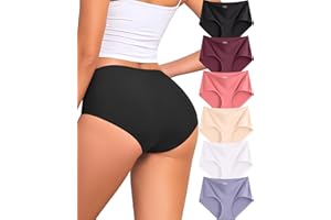FINETOO 6 Pack Seamless Underwear Womens Full Coverage Invisible Briefs No Show Panties Hipster Bikini Ladies Underwear