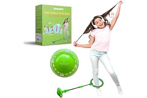 Bearsport Ankle Skip Ball for Kids - Foldable Flash Wheel Skip-it Ball - Outdoor Indoor Fitness Jump Rope Game Toys - Gifts for Boys & Girls 5 6 7 8 9 10+ Years Old (Green)