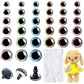 MUCUNNIA 180pcs 12-30mm 3D Glitter Safety Eyes for Dolls with Washers | 6 Colors,Trapezoid Eyes for Crochet Animals, Sparkling Centered Pupils Eyes with Bowl Washers, Ideal for DIY &amp; Craft Projects