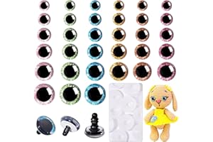 MUCUNNIA 180 Pcs 3D Glitter Safety Eyes for Amigurumi with Washers 12-30mm Large Safety Eyes for Crochet Animals Doll Eyes fo