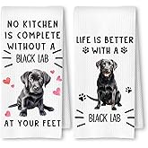 ArtisaEura Black Labrador Retriever Gifts Kitchen Towels, Black Lab Gifts Dish Tea Towels for Kitchen Decor, Gift for Labrador Dog Lovers Decorative Hand Towel, 16x24 Inches Set of 2