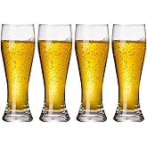XIJIXI 100% Hand Blown Artistry Pilsner Beer Glasses 18.5 oz Capacity Ultra-Thin Craft Lead-Free for Beer Drinking Bliss Bar Glassware creative base Beer Glasses 4pack