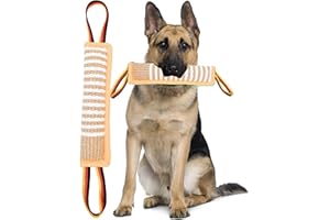 Clysoru Dog Tug Toy Dog Tough Jute Bite Pillow Lasting Training Equipment Two Flag Handles Puppy to Large Dogs Interactive Toy war Toys for Aggressive chewers