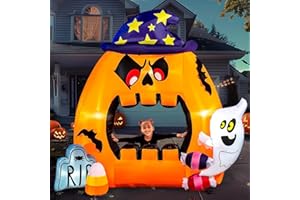 Joiedomi 7 Ft Halloween Inflatables Outdoor Decorations, Halloween Inflatable Pumpkin with Build-in LEDs Halloween Blow Up Archway Halloween Decors Outside Halloween Party Decoration for Garden Lawn