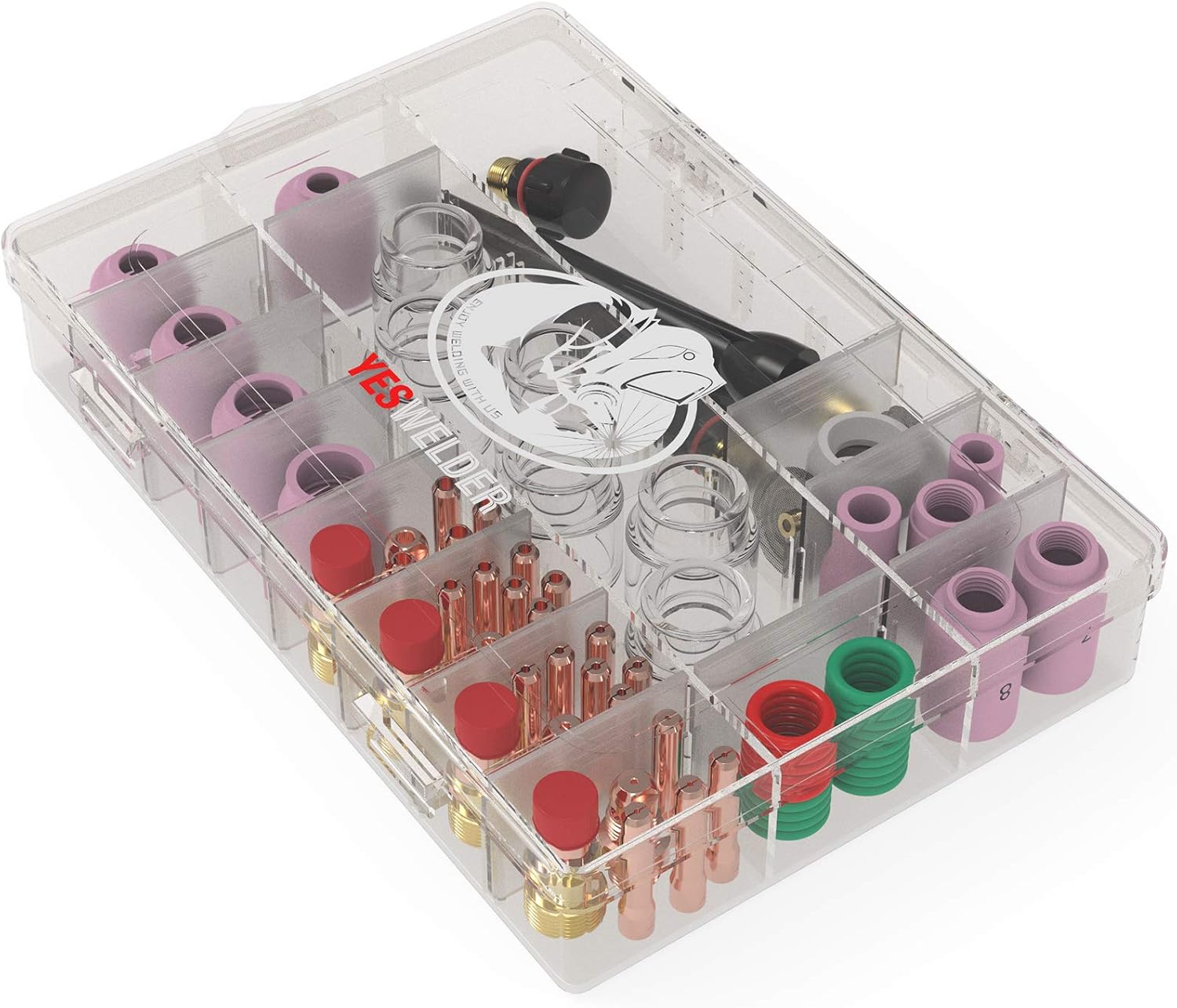 YESWELDER 71PCS TIG Welding Torch Stubby Gas Lens #12 Pyrex Glass Cup Kit For WP-17/18/26 - - 