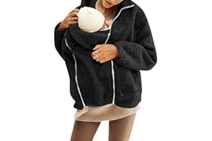 Women's Fleece Jacket Zip Up 2 in 1 Maternity Wearing Winter Coat Thick Warm Outerwear with Carrier Pocket