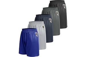 LalaHooK 5 Pack Basketball Gym Mens Shorts - Dry Fit Breathable Lightweight Shorts with Pockets for Workout Running Athletic