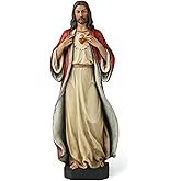 BC Catholic Sacred Heart of Jesus Statue, 6" H Jesus Christ Figure, Religious Gifts Inspirational Indoor Home Decor, Hand Painted by Buildclassic