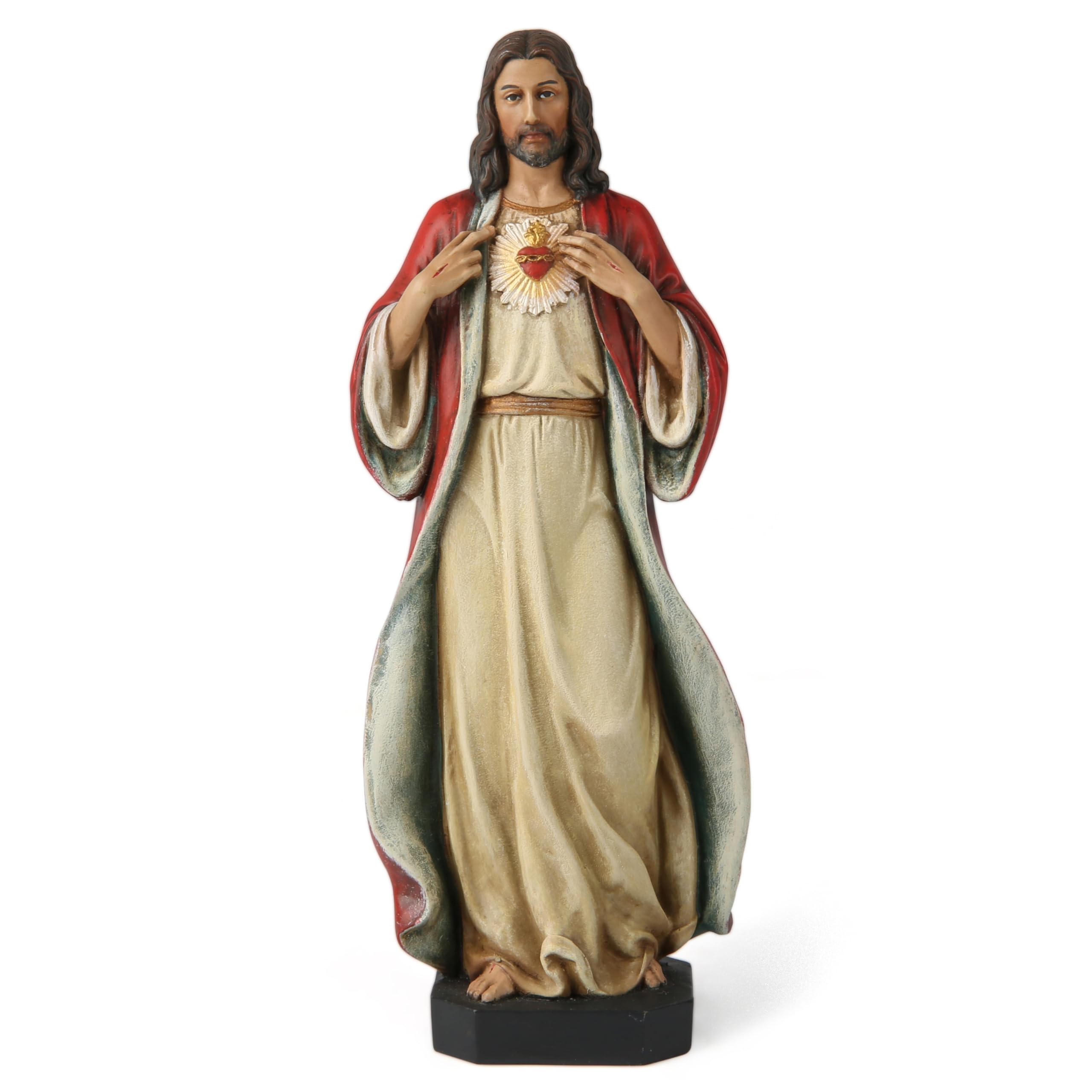 BC Catholic Sacred Heart of Jesus Statue, Jesus Christ Figure, Religious Gifts Inspirational Indoor Home Decor 6 inches H, Hand Painted by Buildclassic