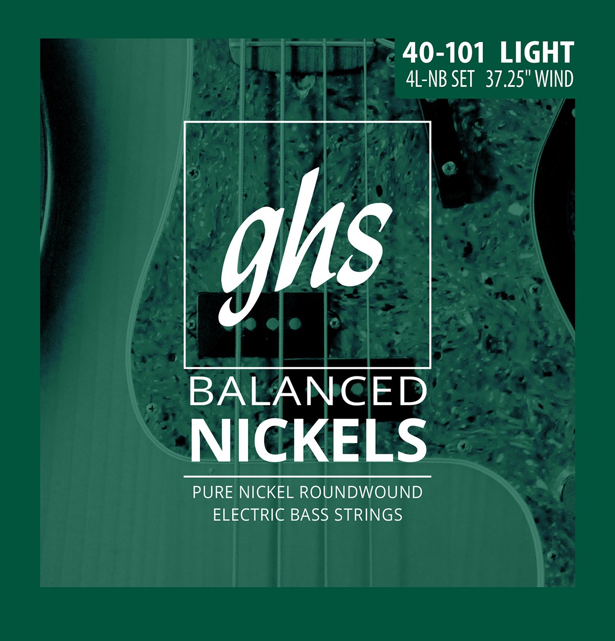 GHS Strings GHS Balanced Nickels 4 Bass Strings Light Gauge, 40-101 (37.25" Winding) (4L-NB), Silver — image 1