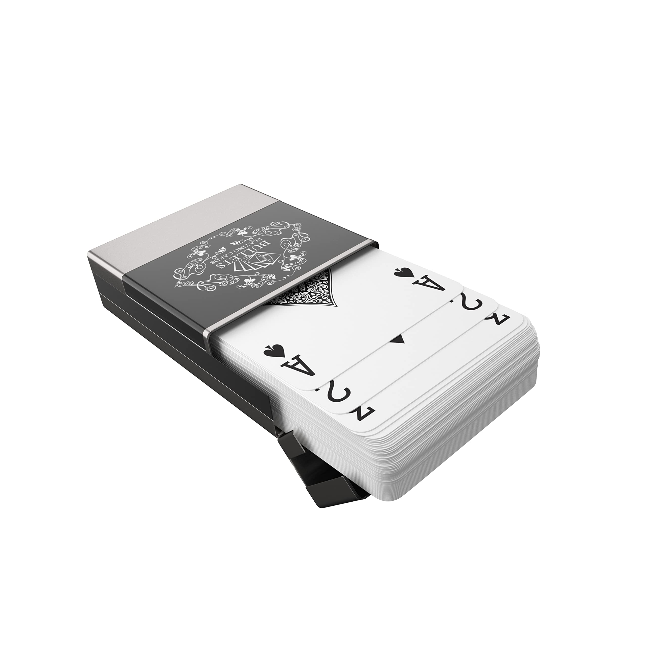 Bullets Playing Cards, Backpacker Playing Cards, Includes Plastic Playing Cards, Aluminium Box and Rules for 5 Travel Games