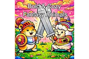 Bold & Cozy Fantasy Animals: Playful and Cute Fantasy Animal in magical settings. Bold and easy pages for stress free and rel