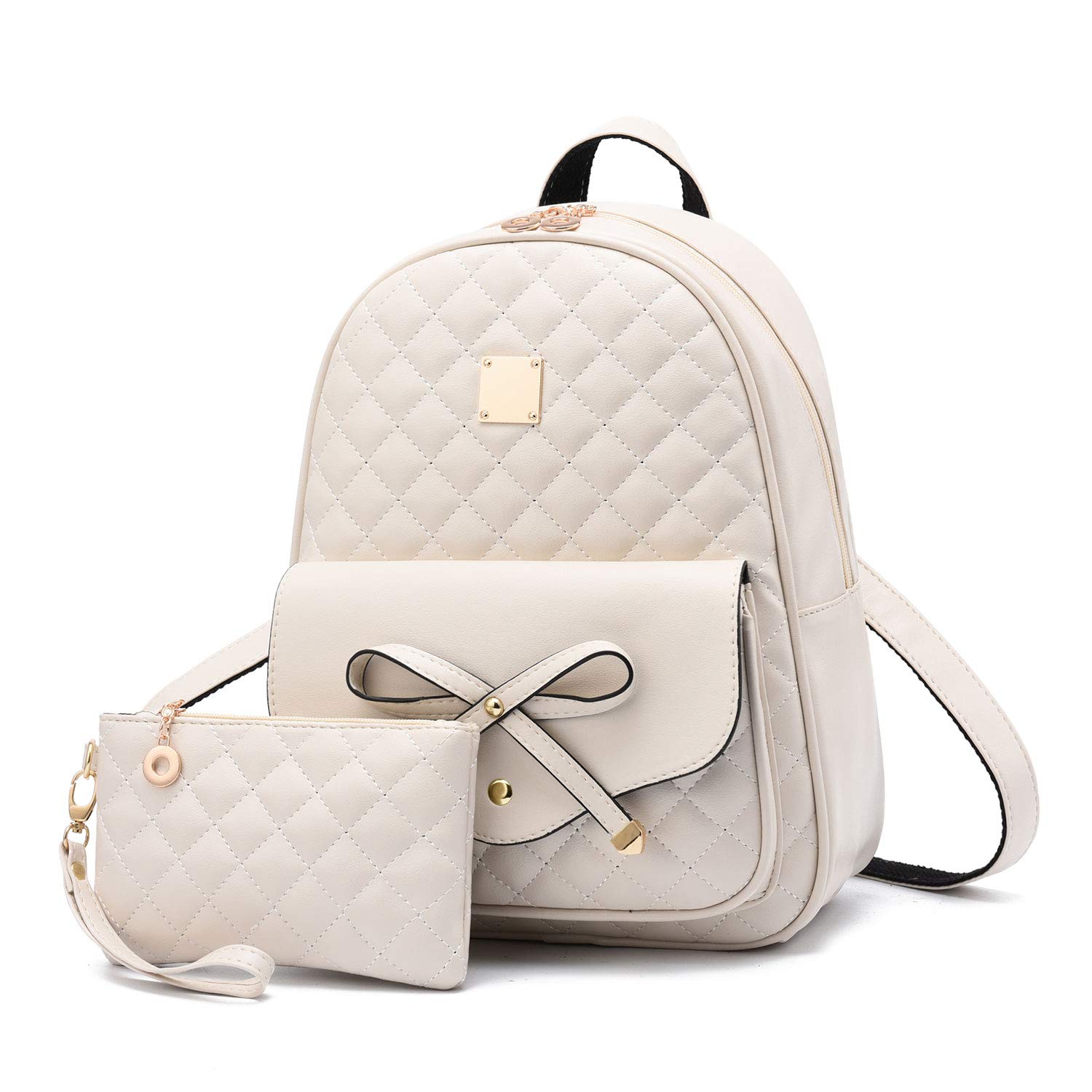 I IHAYNER 2-PCS Girls Fashion Backpack Bowknot Cute Mini Backpack PU Leather Rucksack Purse for Women COMET