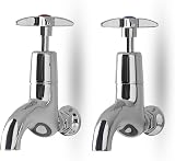 Deva 095X Chrome Cross Handle Bib Taps Wall Mounted Hot & Cold Pair 12 Yr WR view 3
