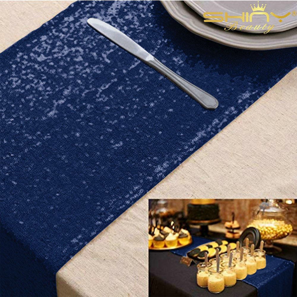 Amazon Com Navy Blue Sequin Runner 14x108 Inch Baby Shower