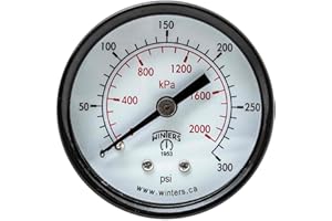 WINTERS INSTRUMENTS Winters 2 inch Dial Size, Multi Purpose Economy Utility Dry Pressure Gauge, Brass Internals, Steel Case, Dual Scale 0-60 psi/kPa, 3-2-3% Acc, 1/8 inch NPT Back Mount, Multi Function Pressure Gauge