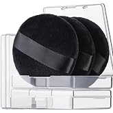 Teenitor 3Pcs Powder Puffs for Face Powder 2.36 Inch, Makeup Powder Puff for Loose and Pressed Powder, Face Powder Puff with Case, Black