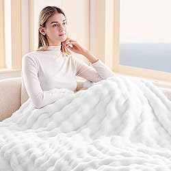 NEWCOSPLAY Twin Blanket for Couch White Super Soft