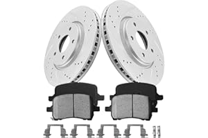 ANPULSERO FIWRILUVX Anpulsero Front Automotive Replacement Brake Kit, Drilled Slotted Brake Rotors Brake Pads Compatible with 2006-2012 Chevy Malibu, 2006-2008 Chevy HHR| Anti-Rust Geomet Coated | 296mm(11.7in)