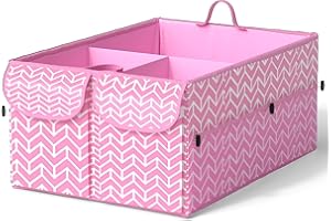 Orionstar Car Trunk Organizer, Collapsible Cargo Storage Tote Bag with Anti-Slip Strip, Waterproof Material, 3 Divider Compartments, Automotive Interior Accessories for Auto SUV Truck Vehicle (Pink)