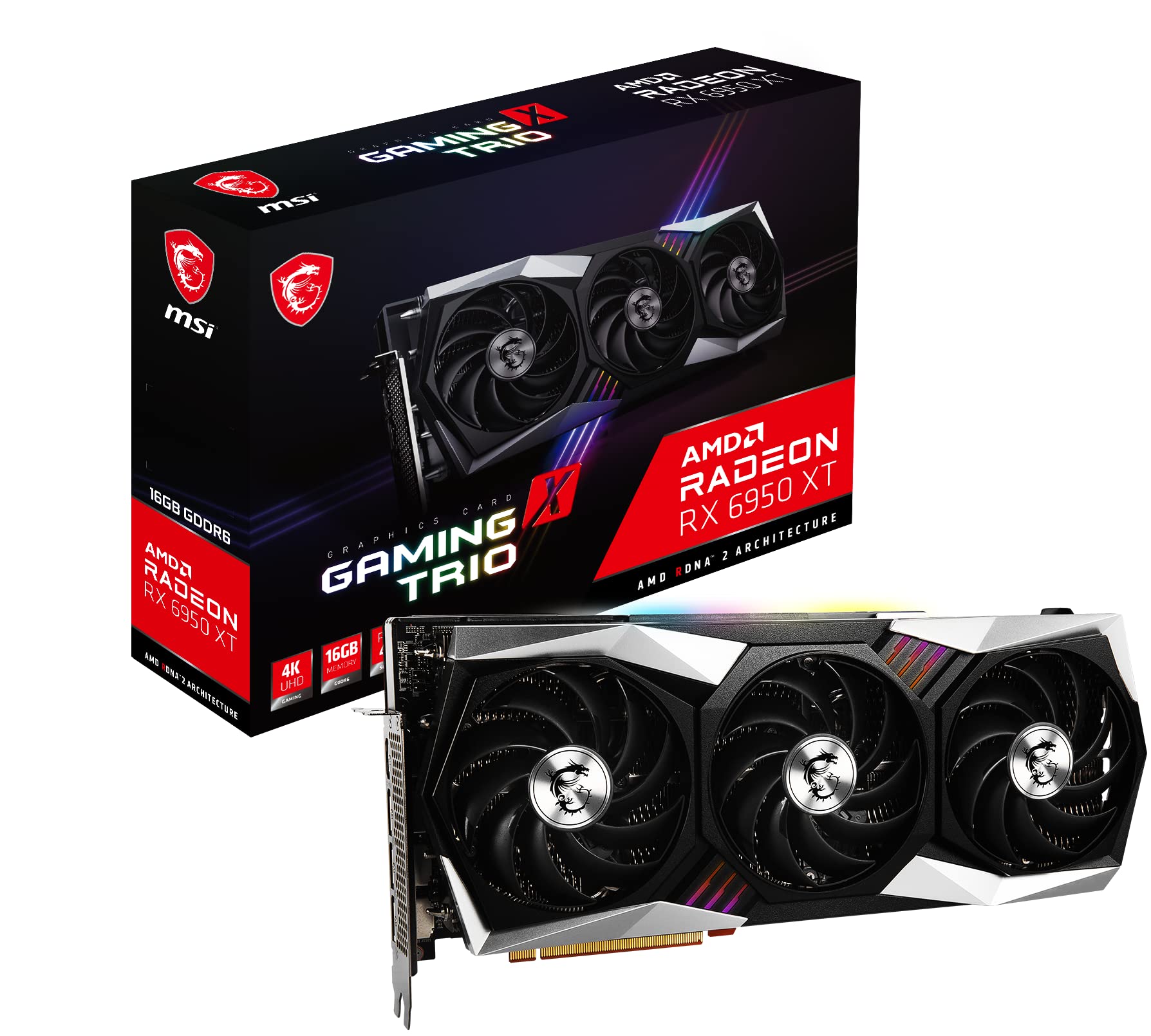 MSI Gaming Radeon RX 6950 XT 256-bit 16GB GDDR6 DP/HDMI Triple Torx 4.0 Ventiladores FreeSync DirectX 12 VR Ready Tarjeta gráfica RGB (RX 6950 XT Gaming X Trio 16G)