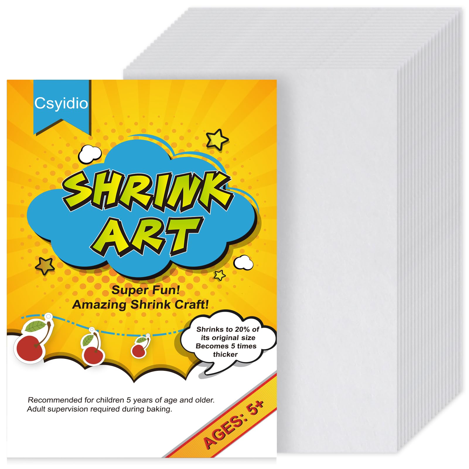 Csyidio 20 Pieces Shrink Plastic Sheets Sanded Shrink Sheets Films Papers for Making Kids' Creative Craft and Mother's Day Present (8 x 11.4 inches / 20 x 29 cm)