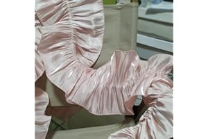 CREATIVESUGAR 3 Yards Retro Double Ruffle Pleated Chiffon Trim Dress Decoration Fabric Applique Soft Trimming Craft Sewing (Peach)