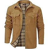 Rousytn Flannel Lined Shirt Jacket for Men Lightweight Snap Button Western Cowboy Shirts Jackets Shacket