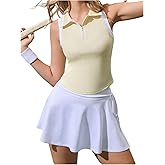 OYOANGLE Women's Sleeveless Golf Shirts Zipper Slim Fit Sleeveless Tennis Workout Tank Tops