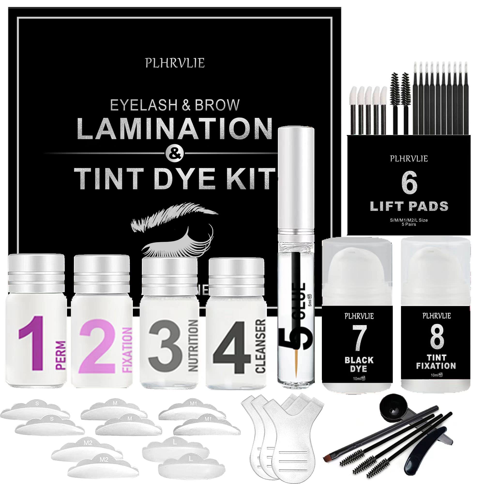 Lash Lift and Tint Kit, Ofanyia 4 In 1 Eyebrow Lamination Kit with Black Color Kit, Professional Eyelash Perm Kit and Black Eyelash & Eyebrow Set for Home & Salon Use, Includes All Tools & Accessories