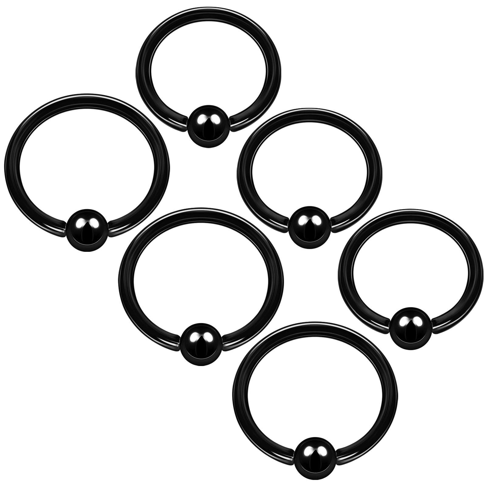 6PCS Anodized Captive Bead Hoop 14g 10mm 12mm 4mm Ball Cartilage Tragus Nose Septum Earrings Eyebrow Piercing Jewellery 4741