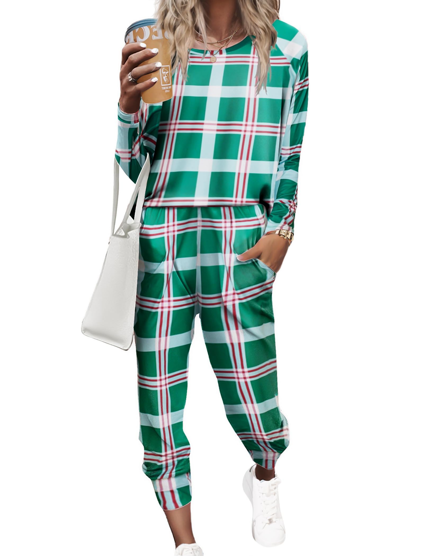 Ekouaer Women's Pajama Sets Casual 2Pcs Sleepwear