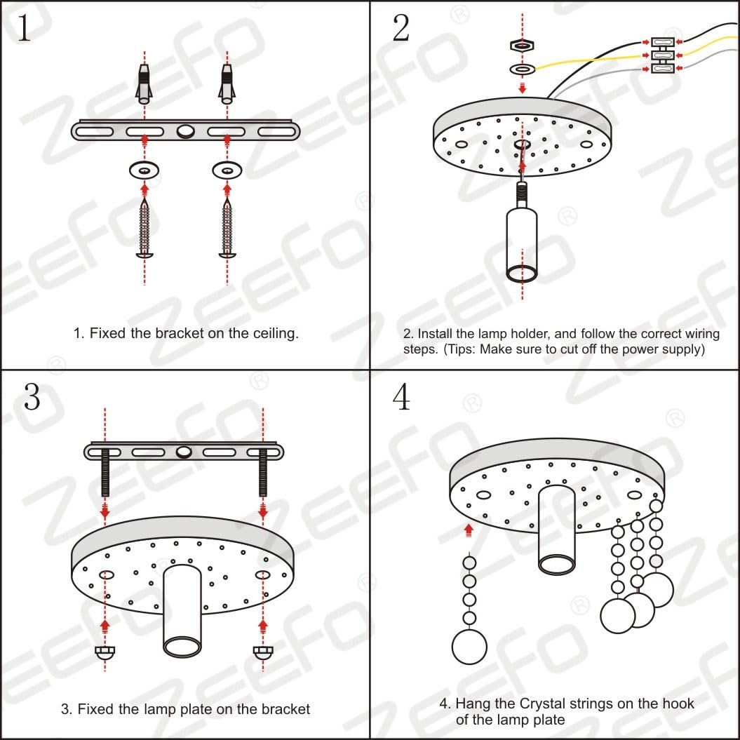 ZEEFO Crystal Chandeliers Light, Mini Style Modern Décor Flush Mount Fixture with Crystal Ceiling Lamp for Hallway, Bar, Kitchen, Dining Room, Kids Room (8 inch) - - 
