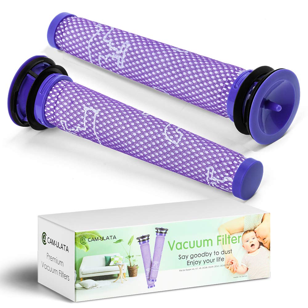 CAM-ULATA for Dyson Cordless Vacuum Filter Replacement V6 V7 V8 DC58 DC59 Accessories Parts # 965661-01 for Dyson Cordless Animal/Motorhead/Absolute Filter Kit 2 Pack