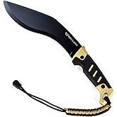 WEYLAND Kukri Machete Knife with Tactical MOLLE Sheath - Fixed Full Tang Steel Blade Machete for Cutting Trees Heavy Duty for Clearing Brush, Yard Work, Gardening, Camping and Hiking