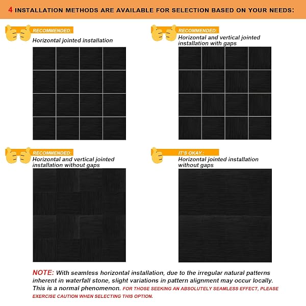 ZOETEOZ 6 PCS 3D BLACK FAUX STONE WALL PANELS, 11.8’‘ X 11.8’’ X 0.2”, INORGANIC MODIFIED CLAY, SUITABLE FOR INDOOR/OUTDOOR WALL DECOR, LIVING ROOM TV BACKDROP, BEDROOM, KITCHEN (5.8 SQ. FT.)