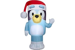 Gemmy Bluey Christmas Airblown Inflatable in Santa Hat Bluey, 3.5 ft Tall, Blue