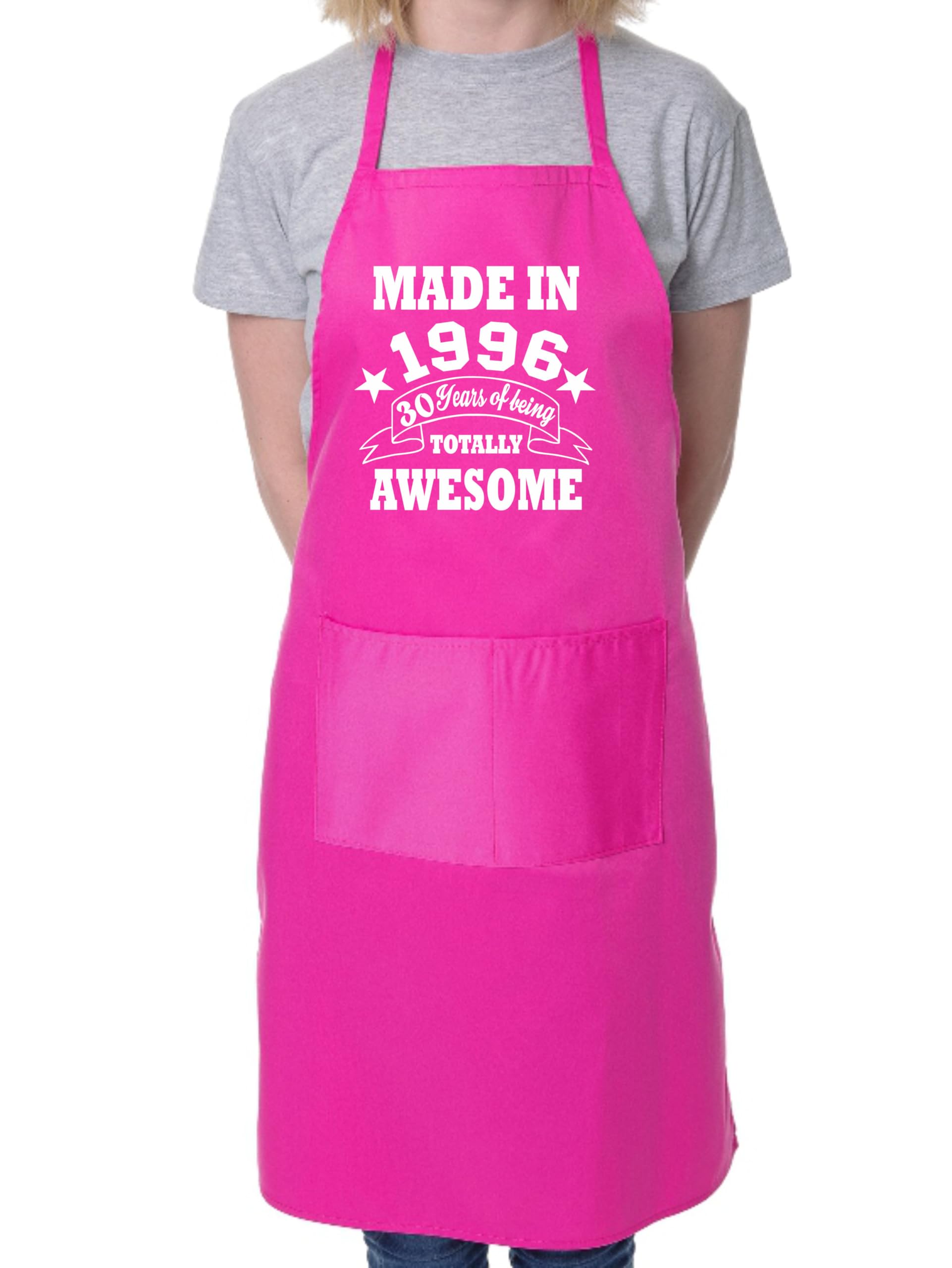 Print4U 30th Birthday Made In 1996 BBQ Cooking Funny Novelty Apron Pink