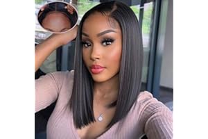 MEGALOOK Glueless Bob Wig Human Hair Pre Cut 13x4 Lace Front Wigs Human Hair Bob Glueless Wigs Human Hair Pre Plucked for Black Women 180% Density No Glue Real Wear and Go Glueless Wig 14 Inch