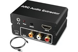 HDMI ARC Audio Extractor 4K60Hz, 192KHz HDMI ARC Adapter Converter to Optical TOSLINK SPDIF + RCA L/R+ Coaxial and Analog 3.5