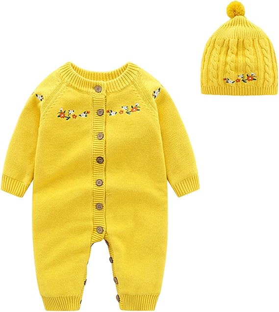 Nopeak Baby Newborn Knitted Sweater Romper Longsleeve