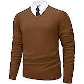 MAGNIVIT Men's V Neck Pullover Light Weight Long Sleeve Knit Soft Fashion Ribbed Sweater