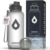 Embrava Sports Water Bottle (40oz, White) Carry Ring - Fast Flow Wide Mouth | BPA &amp; BPS Free Durable Leakproof Reusable - Lightweight Non-Toxic Tritan Plastic 1.2 Liter - Gym Hiking Office School Travel