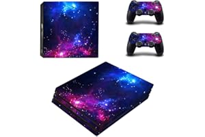 Vanknight Vinyl Decal Skin Stickers Cover for PS-4 Pro Console Play Station 4 Controllers Galaxy Space Purple