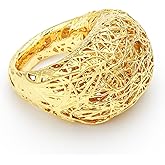MEHOPE Gold Ring for Women，18K Gold Plated Hollow Out Design Ring， Personality Trend Fashion Ring