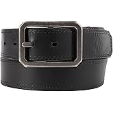 Carhartt mens Durable Full Grain Leather Reversible Center Bar Buckle Belt, W/Rugged Antique Nickel Hardware