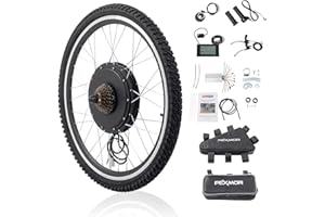 PEXMOR Electric Bike Conversion Kit, 48V 1000W /1500W 26" Front/Rear Wheel E-Bike Hub Motor Kit, Upgrade 3 Mode Controller w/PAS/LCD Display/Twist Throttle Ebike Bicycle Wheel Kit