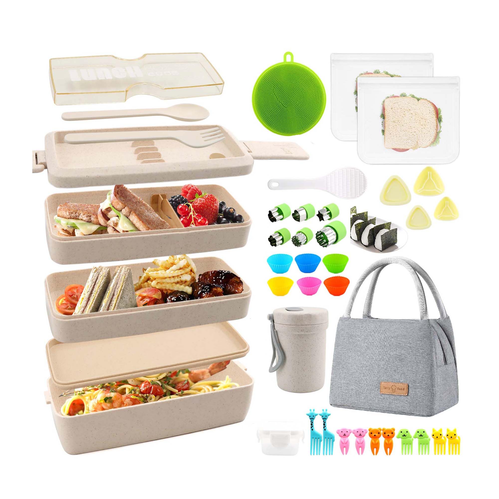 Meltset M 35Pcs Bento Box Japanese Lunch Box Kit