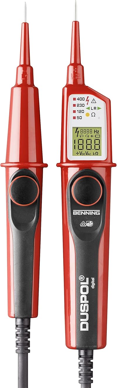 BENNING DUSPOL digital Digitaler True RMS Spannungsprüfer (Prüfart 2-polig, Spannungsmessbereich 1 V - 1000 V AC/ 1200 V DC, Durchgangsprüfung) 50263